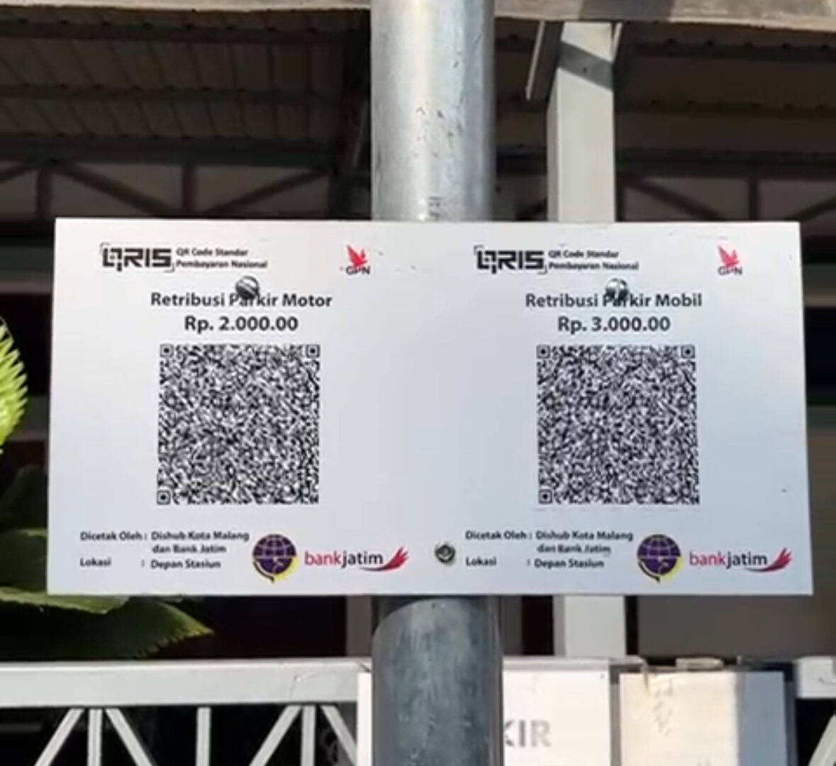 Parkir di Depan Stasiun Kota Malang Bisa Pakai QRIS