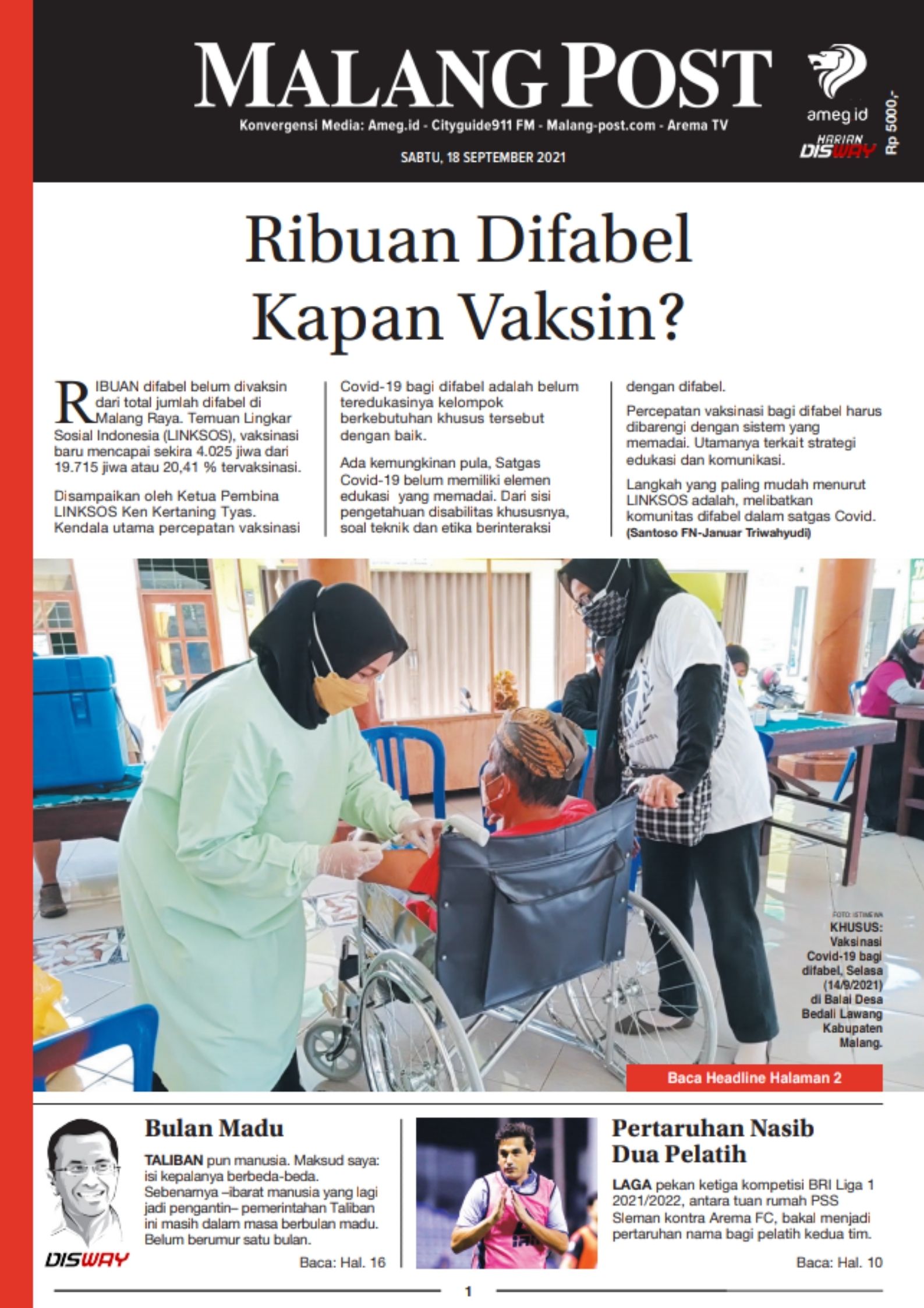 HARIAN DI’S WAY MALANG POST 18 SEPTEMBER 2021