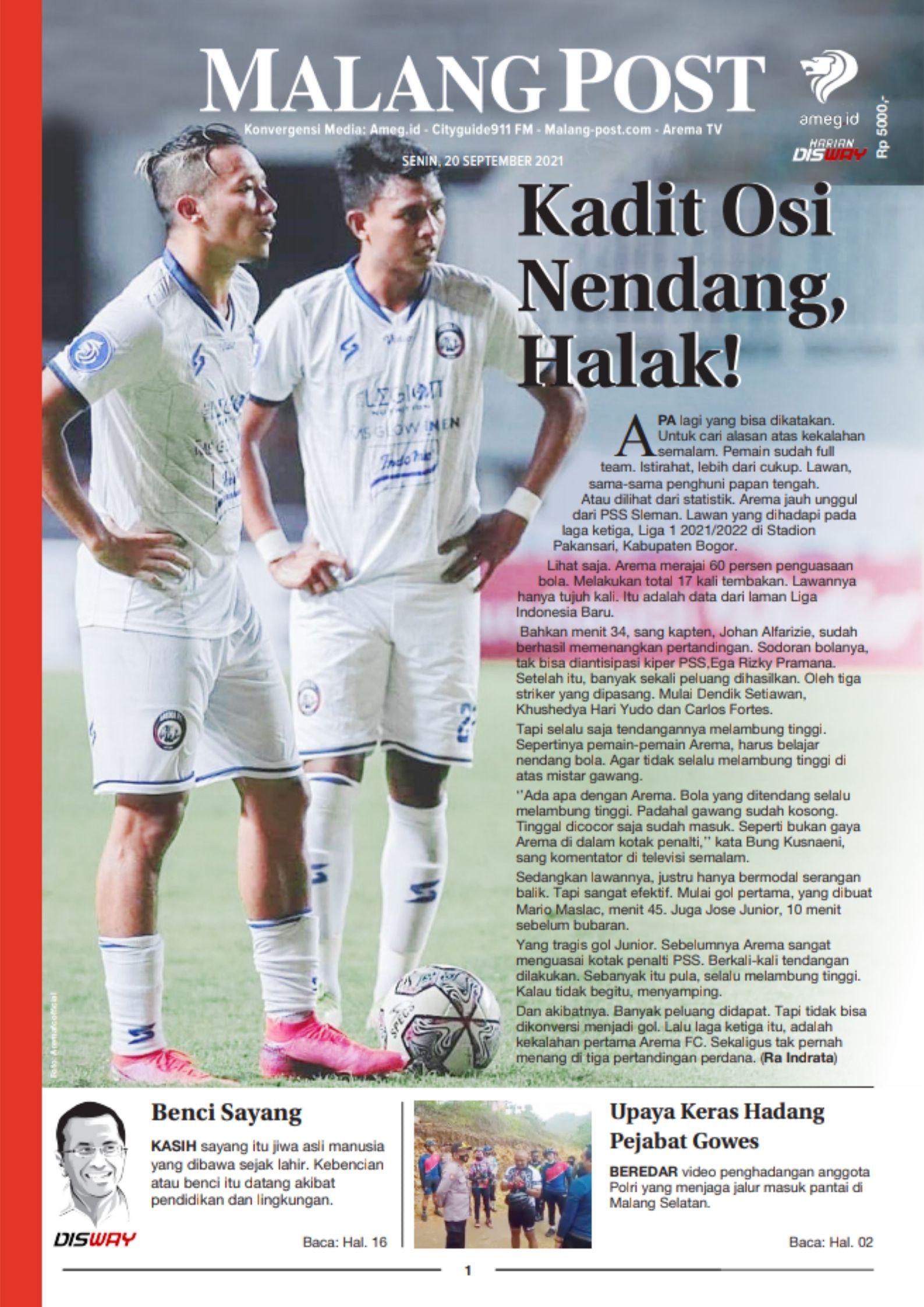 HARIAN DI’S WAY MALANG POST 20 SEPTEMBER 2021