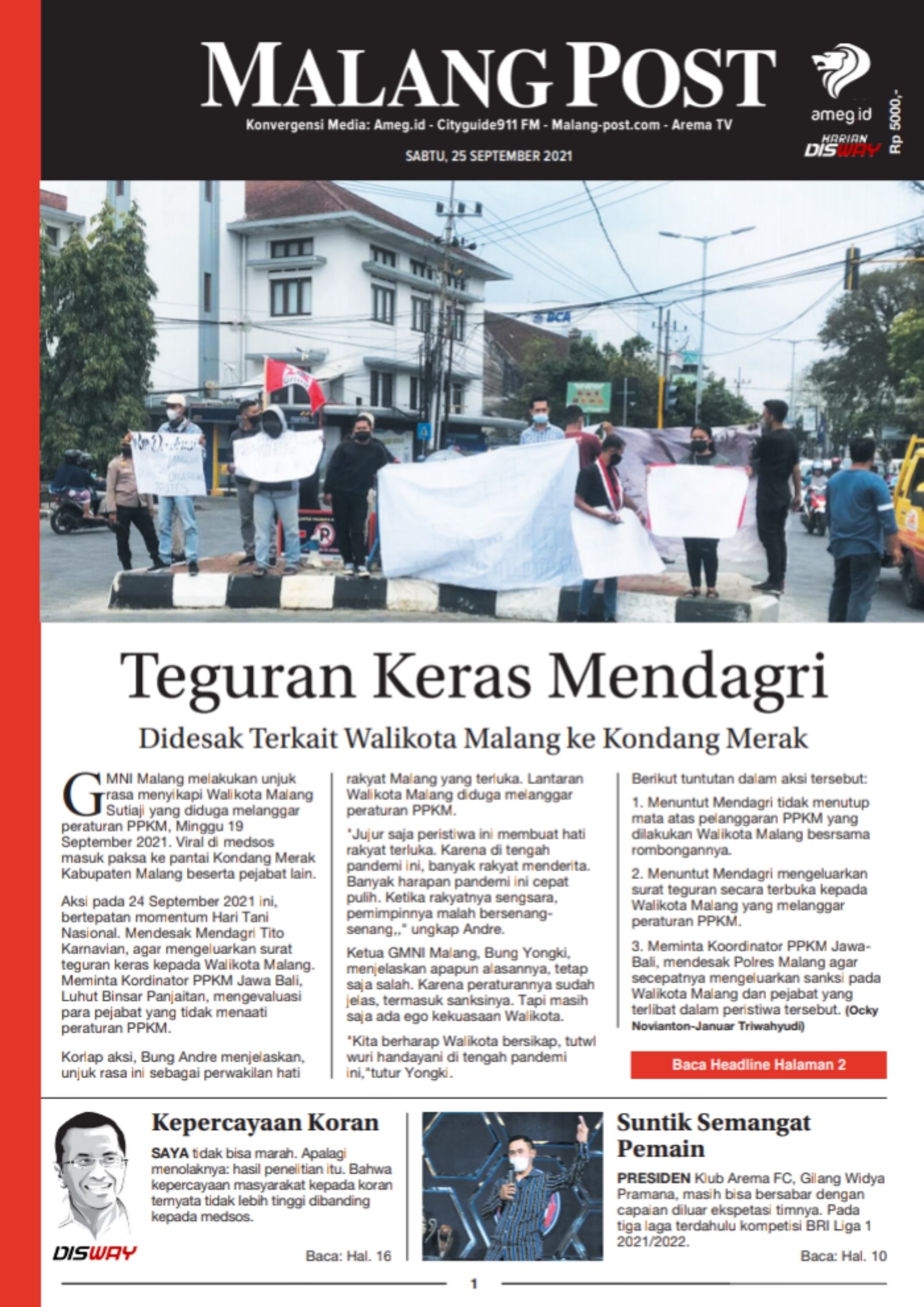 HARIAN DI’S WAY MALANG POST 25 SEPTEMBER 2021