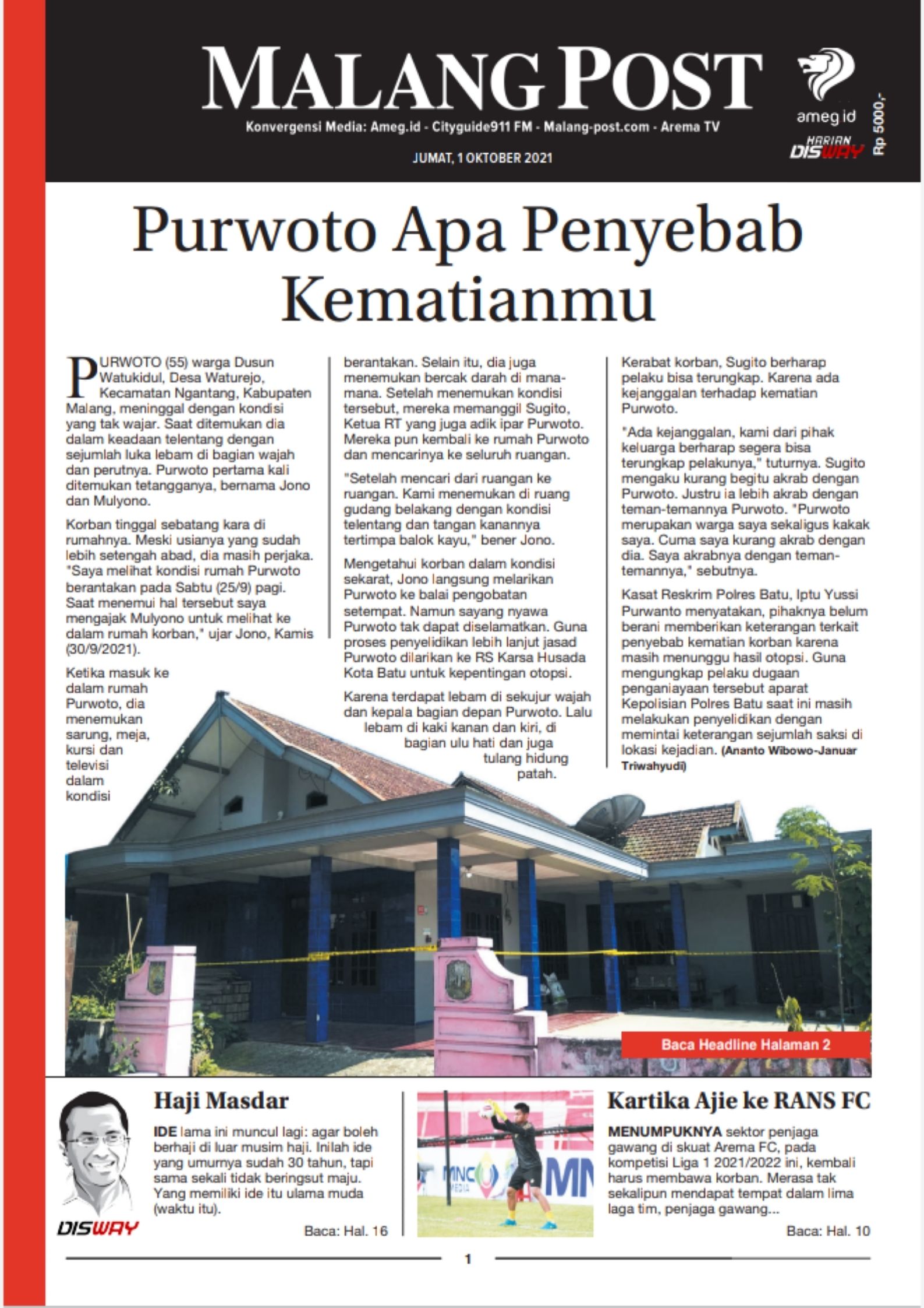 HARIAN DI’S WAY MALANG POST 1 OKTOBER 2021