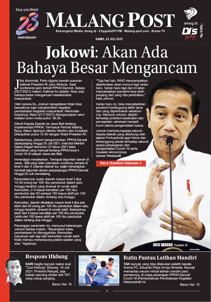 HARIAN DI’S WAY MALANG POST 22 JULI 2021