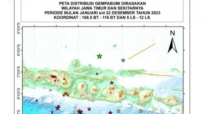 Tahun 2023 Ada 5.086 Gempa Bumi Yang Mengguncang Jatim