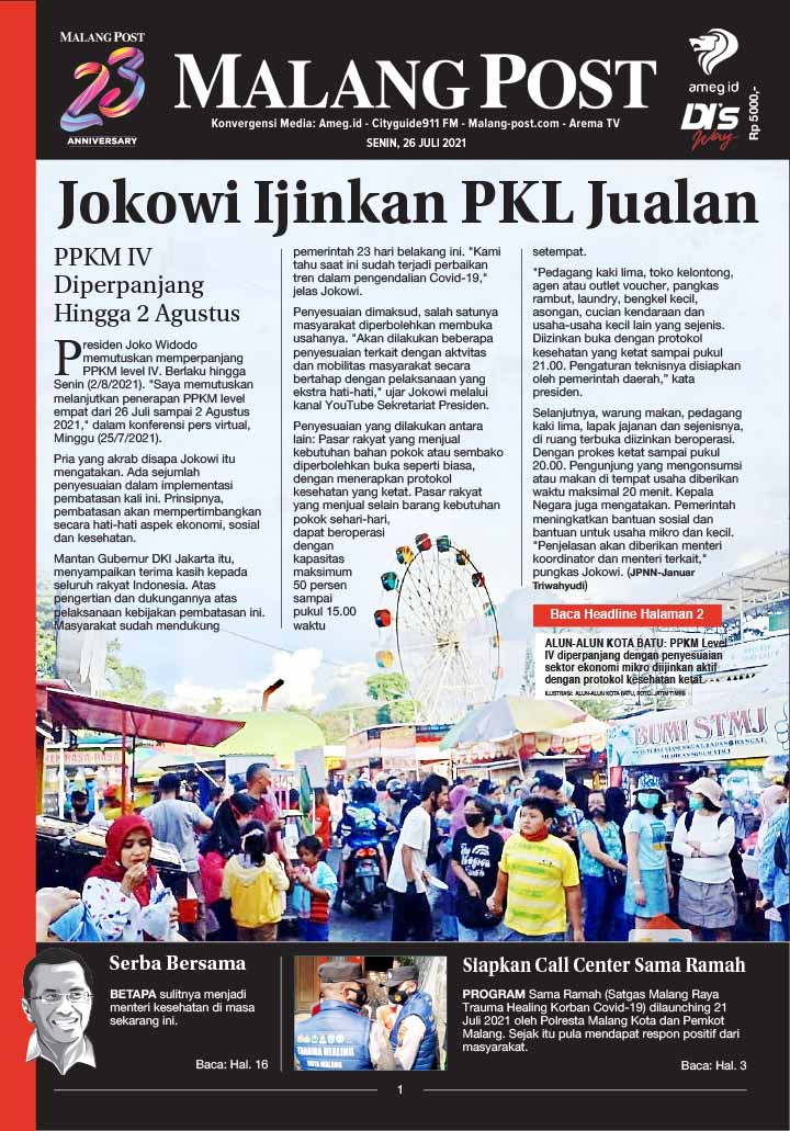 HARIAN DI’S WAY MALANG POST 26 JULI 2021