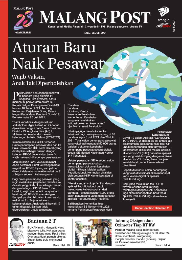 HARIAN DI’S WAY MALANG POST 28 JULI 2021