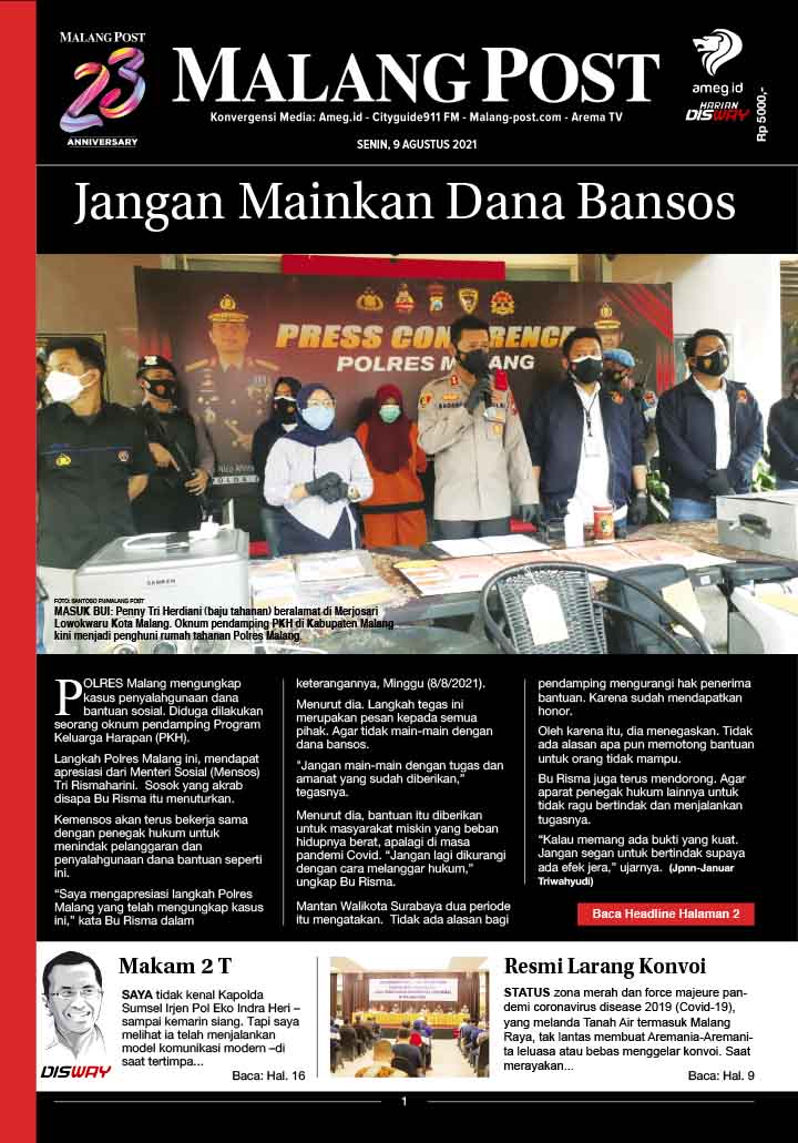 HARIAN DI’S WAY MALANG POST 09 AGUSTUS 2021