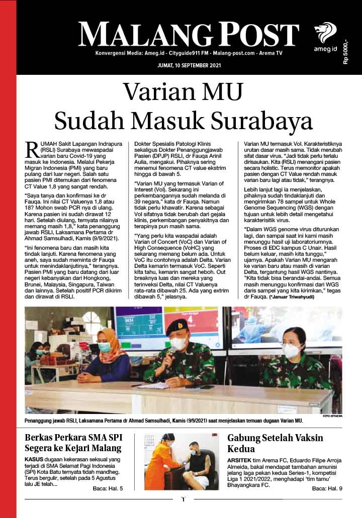 HARIAN DI’S WAY MALANG POST 10  SEPTEMBER 2021