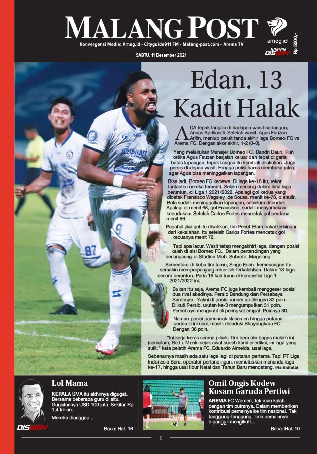 HARIAN DI’S WAY MALANG POST 11 DESEMBER 2021