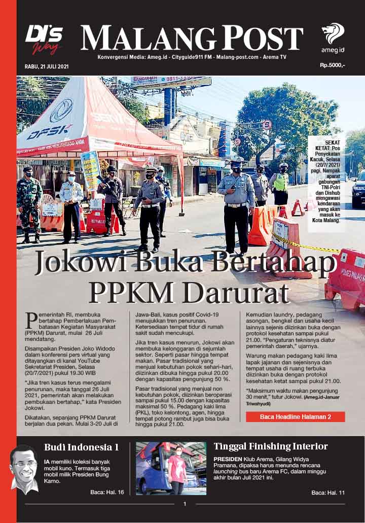 HARIAN DI’S WAY MALANG POST 21 JULI 2021