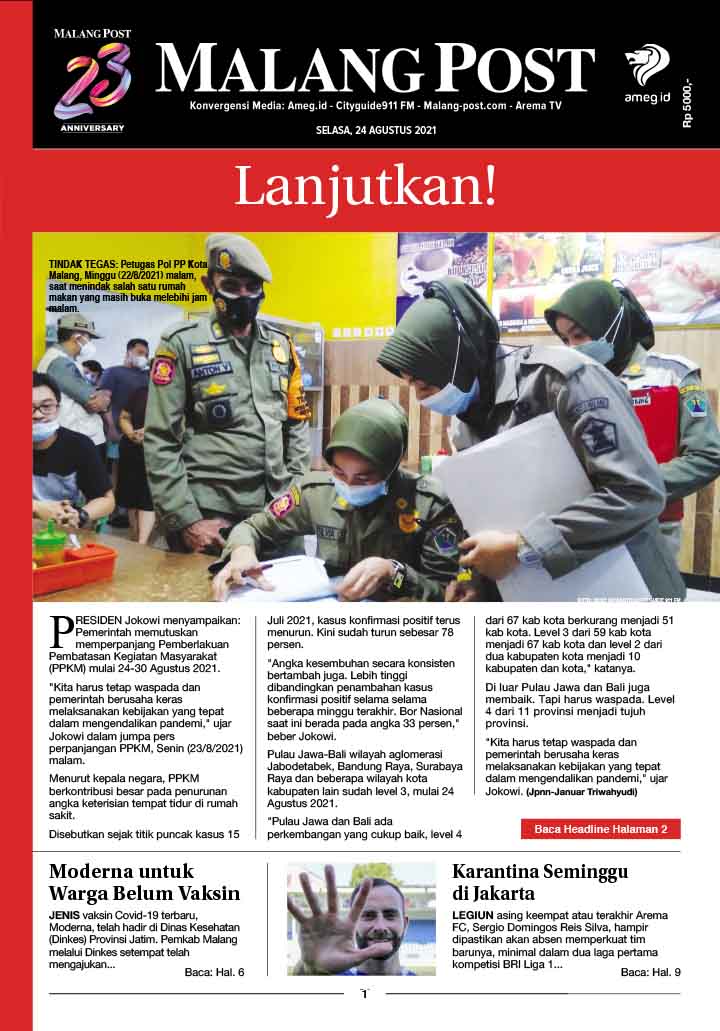 HARIAN DI’S WAY MALANG POST 24 AGUSTUS 2021