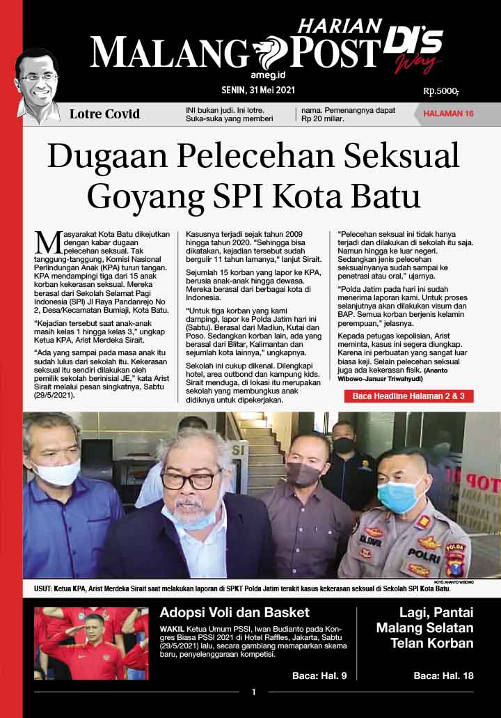 HARIAN DI’S WAY MALANG POST 31 MEI 2021