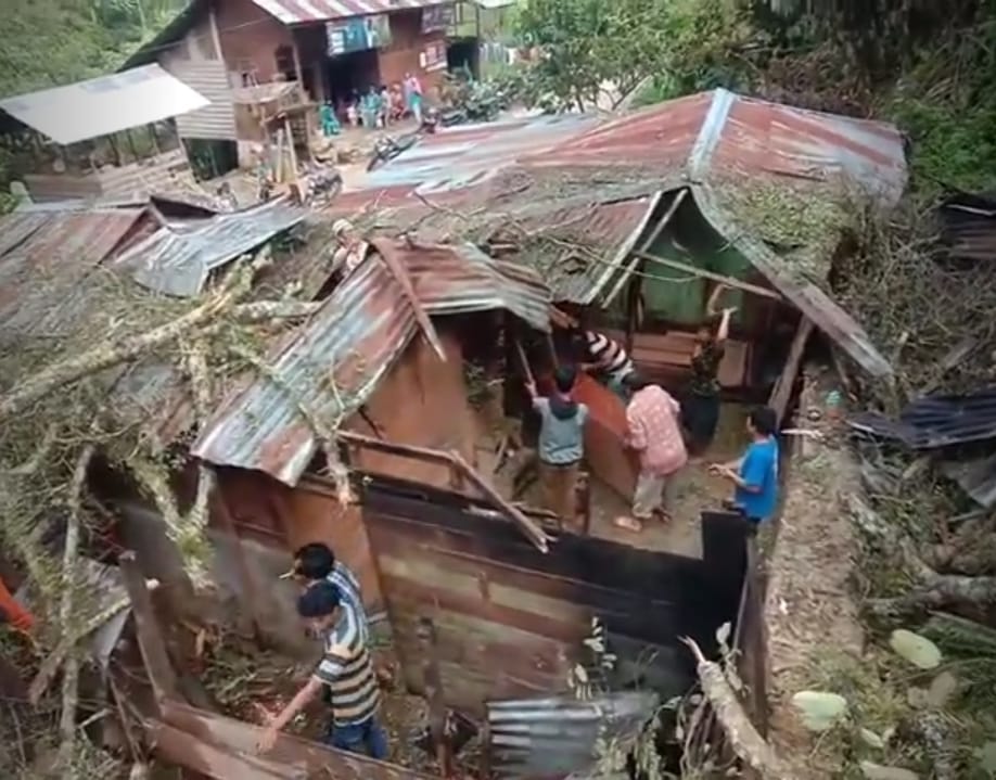 Rumah Warga Rusak Tertimpa Pohon Akibat Diterjang Angin Kencang