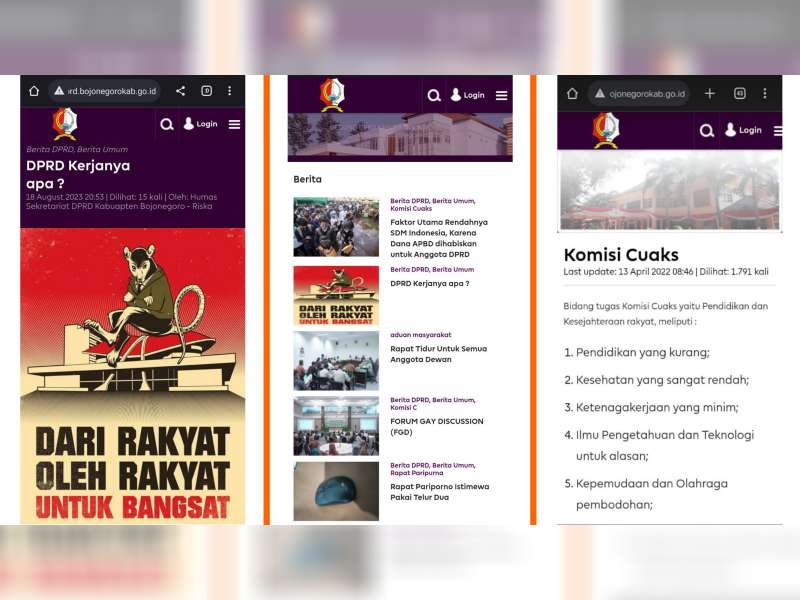 Website DPRD Bojonegoro Dibobol