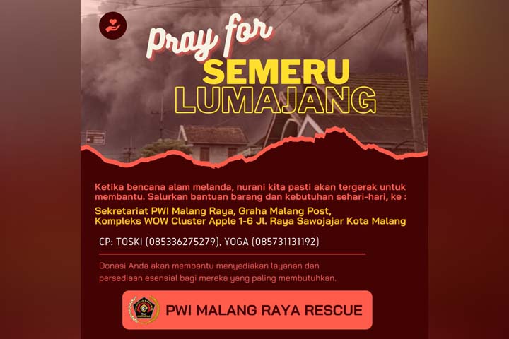 PWI Malang Raya Buka Donasi Bagi Korban Erupsi Gunung Semeru