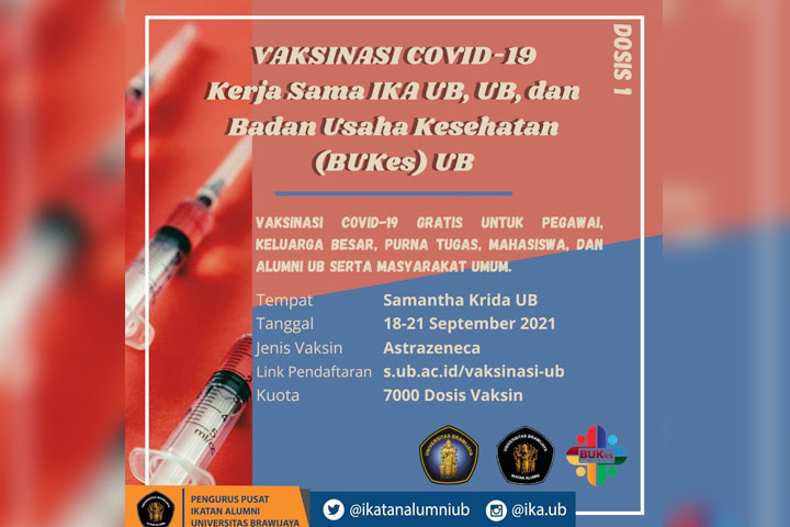 Vaksinasi Massal IKA UB 18-21 September, Buruan Daftar